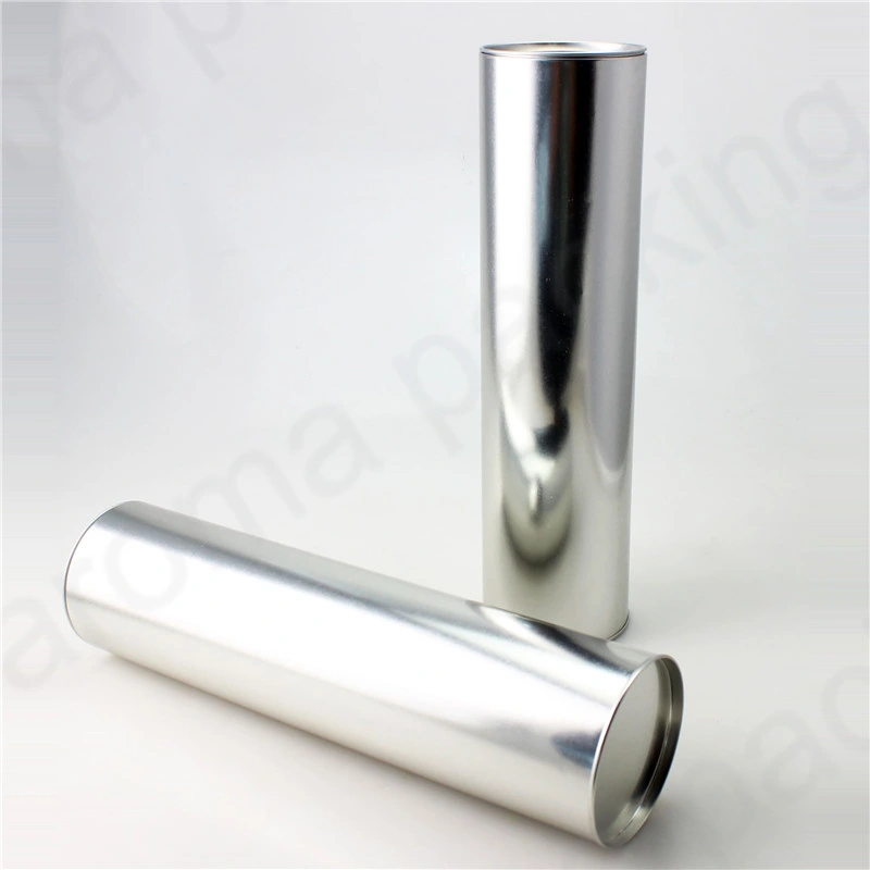 High Quality Cylinder Sliver Tinplate Box for Food Storage Tea Jar