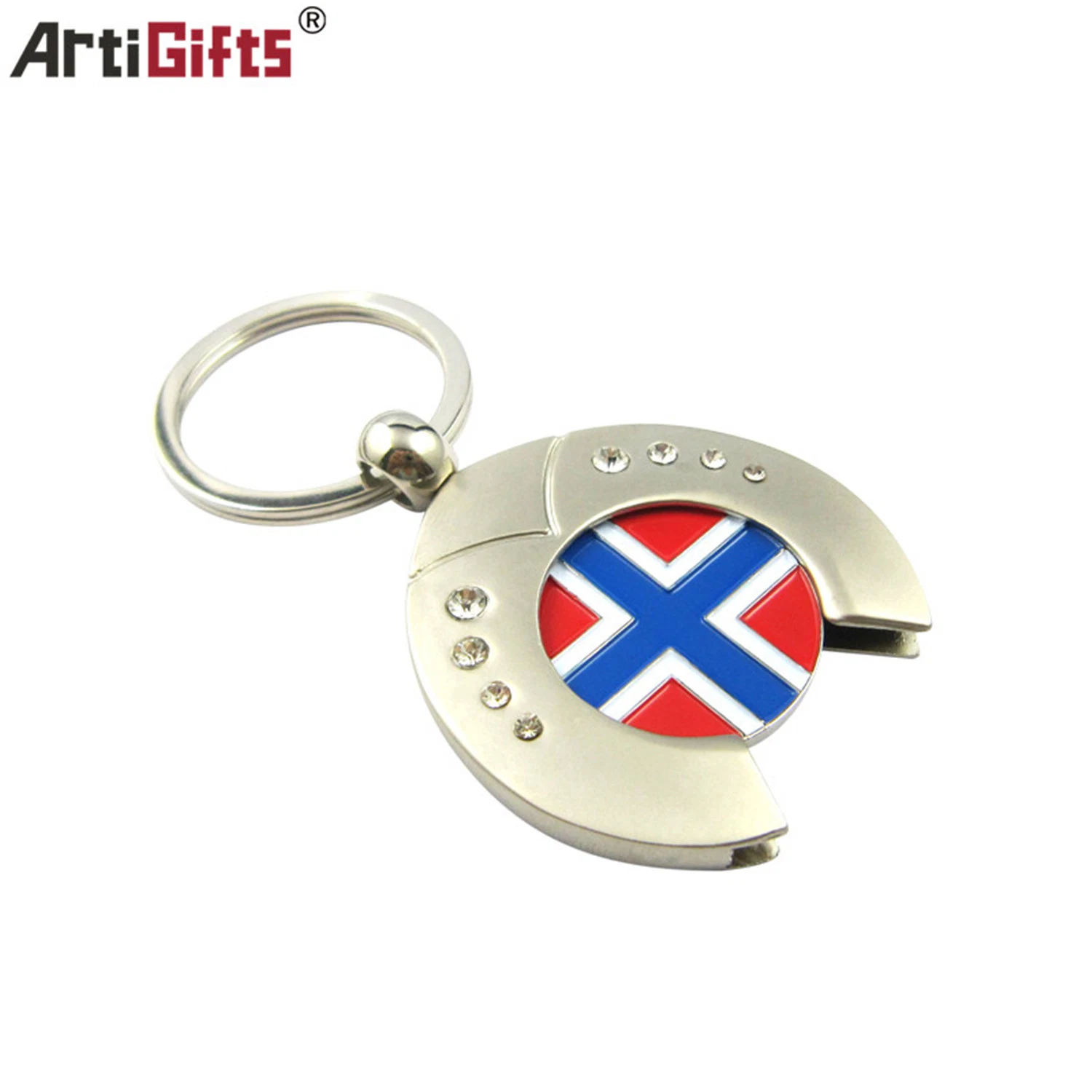 Custom Metal Shopping Supermarket Logo Trolley Coin Key Chain