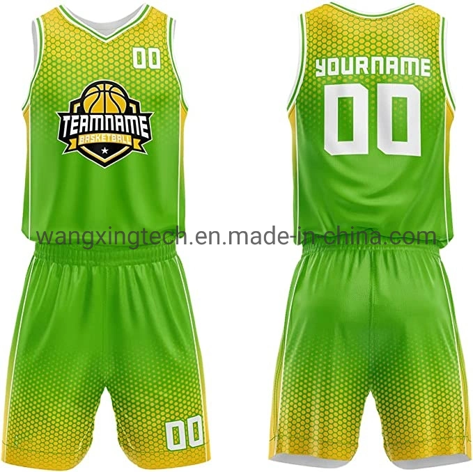 Factory Jersey Maker Mesh Basketball Shorts Jerseys Sets Green Custom for Youth Adults