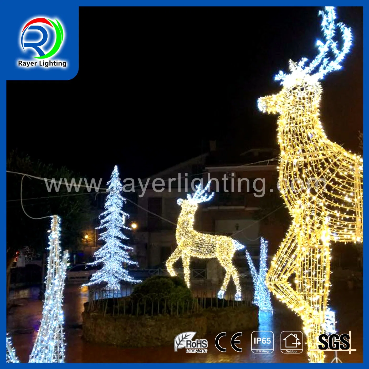 Outdoor Animal Figure Christmas Garden Flying Unicorn and Carriagemotif Light