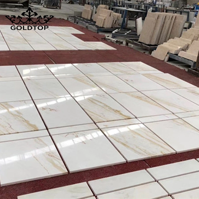 Polished Fihish Surface Golden Marmo Ariston Aristide Gold Vein White Marble Slab Chinese White Calacatta Gold Marble