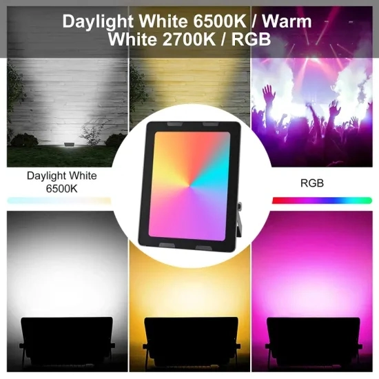 Project 30W LED Floodlight Rgbcw WiFi Color Change Smart LED Light with Alexa & Google Home&Tuya APP for Outdoor, Yard, Garden, Stage, LED Flood Light