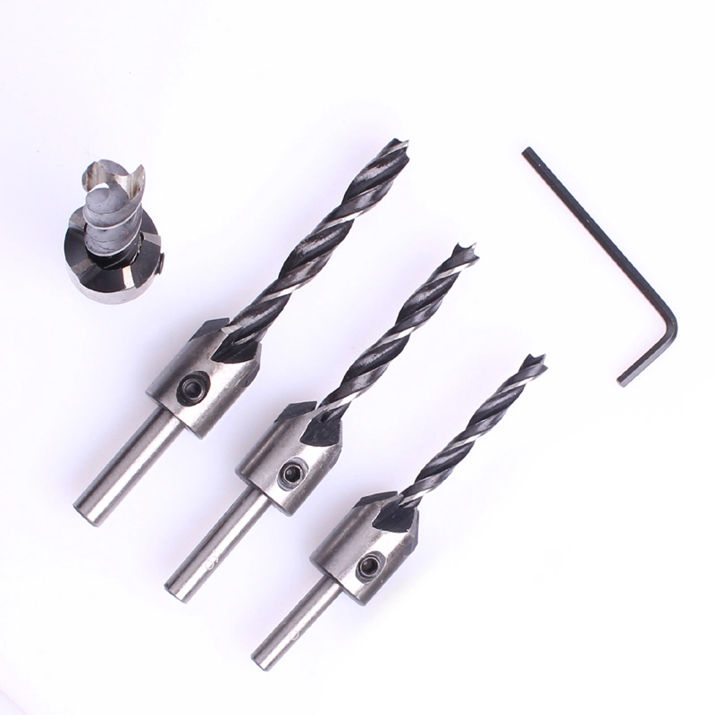 4PCS Adjustable Countersink Drill Bit Set with Pilot Drill Bit