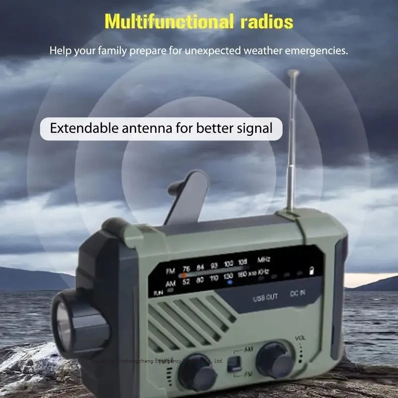 Emergencia Cascada tiempo Solar Radio 2000mAh Cargador de teléfono celular con Linterna de 1W 3 modos y lámpara de lectura de 2 modos profesional Fabricación