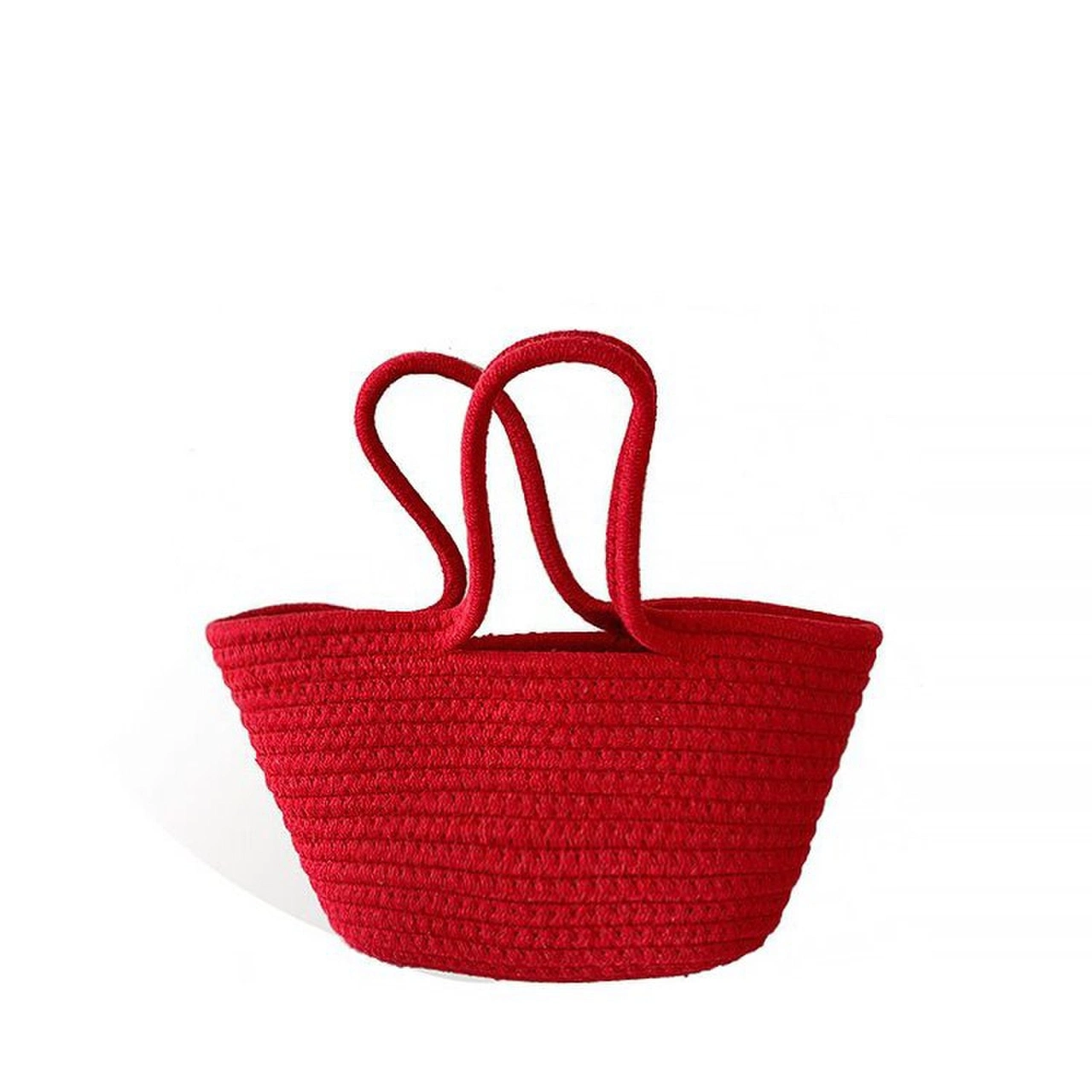 Ready to Shipping Candy Color All-Match Woven Bag Simplicity Cotton Rope Shopping Basket Mini Tote Handbags Straw Beach Bags