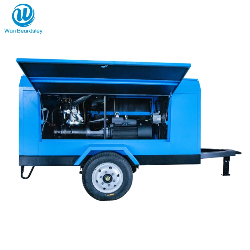 Top Manufacturer of Industrial 190-1400 Cfm 2/4 Wheels Mining Portable Mobile Movable Diesel Engine Direct Driven Screw Type Rotary Air Compressor