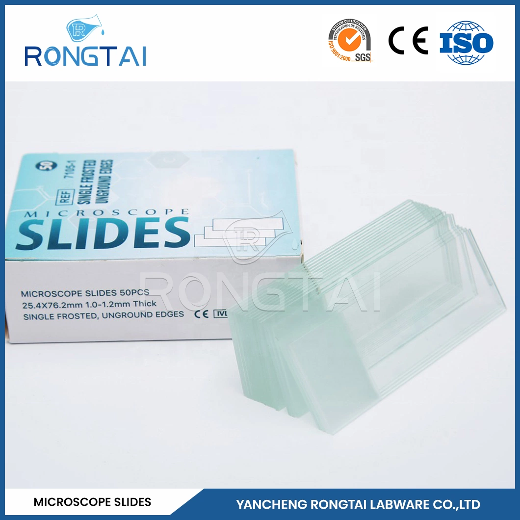 Rongtai Glass Slide Factory Gelatin Coated Microscope Slides China 7101 7102 7105 7107 7109 Cell Slides for Microscope