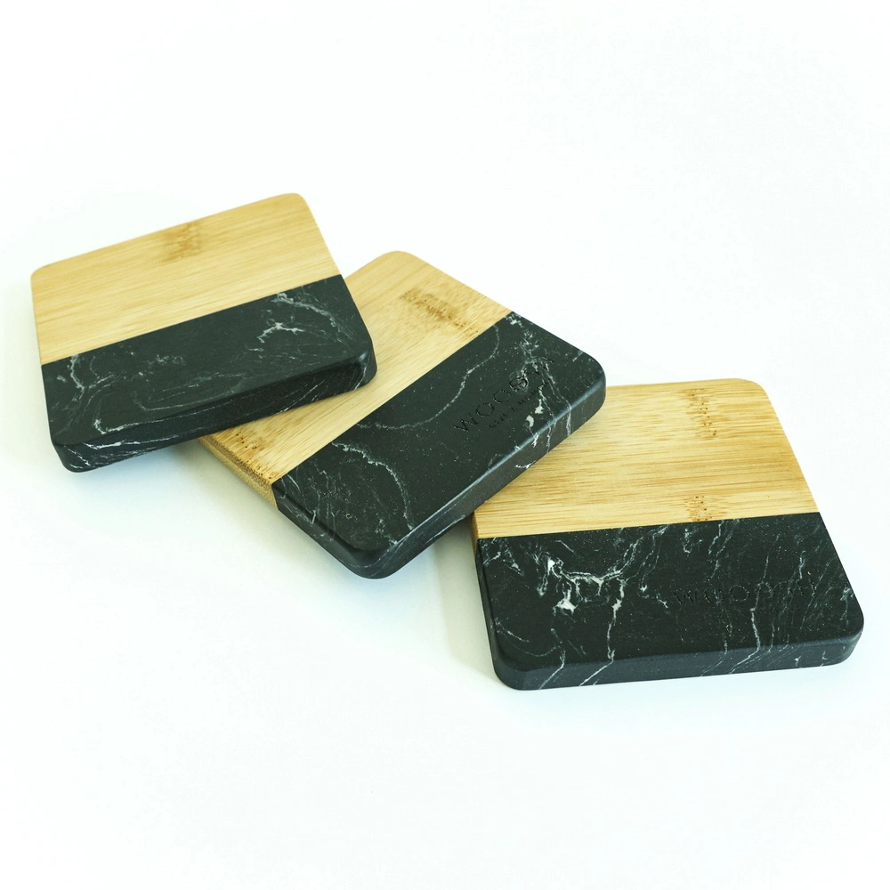 Modern Marble Coaster Set Wood and Marble Coaster for Drink