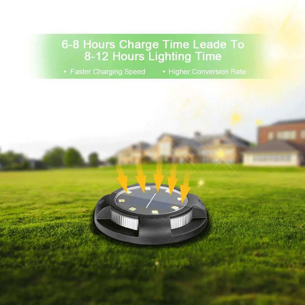 12 LED Wasserdichte Solar-Rasenleuchten Outdoor Boden Landschaft Beleuchtung