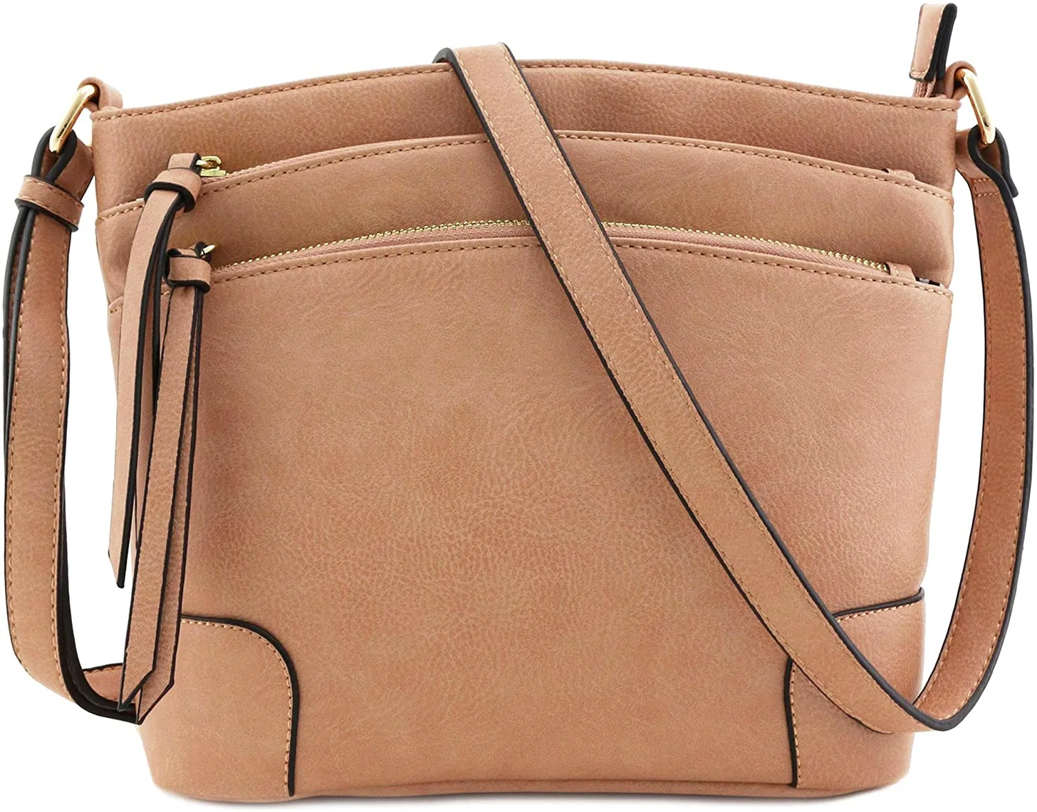 Triple Pocket Lady Women Fashion Designer Crossbody Handbag