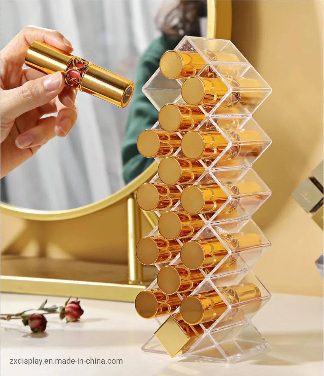 Cosmetic Lipstick Display Rack Large Capacity Plastic Lipsalve Holder