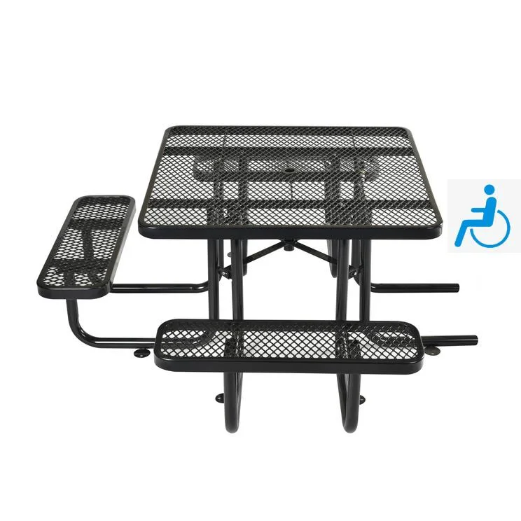 OEM 46" Ada High quality/High cost performance Outdoor Square Picnic Table, Expanded Metal, Black