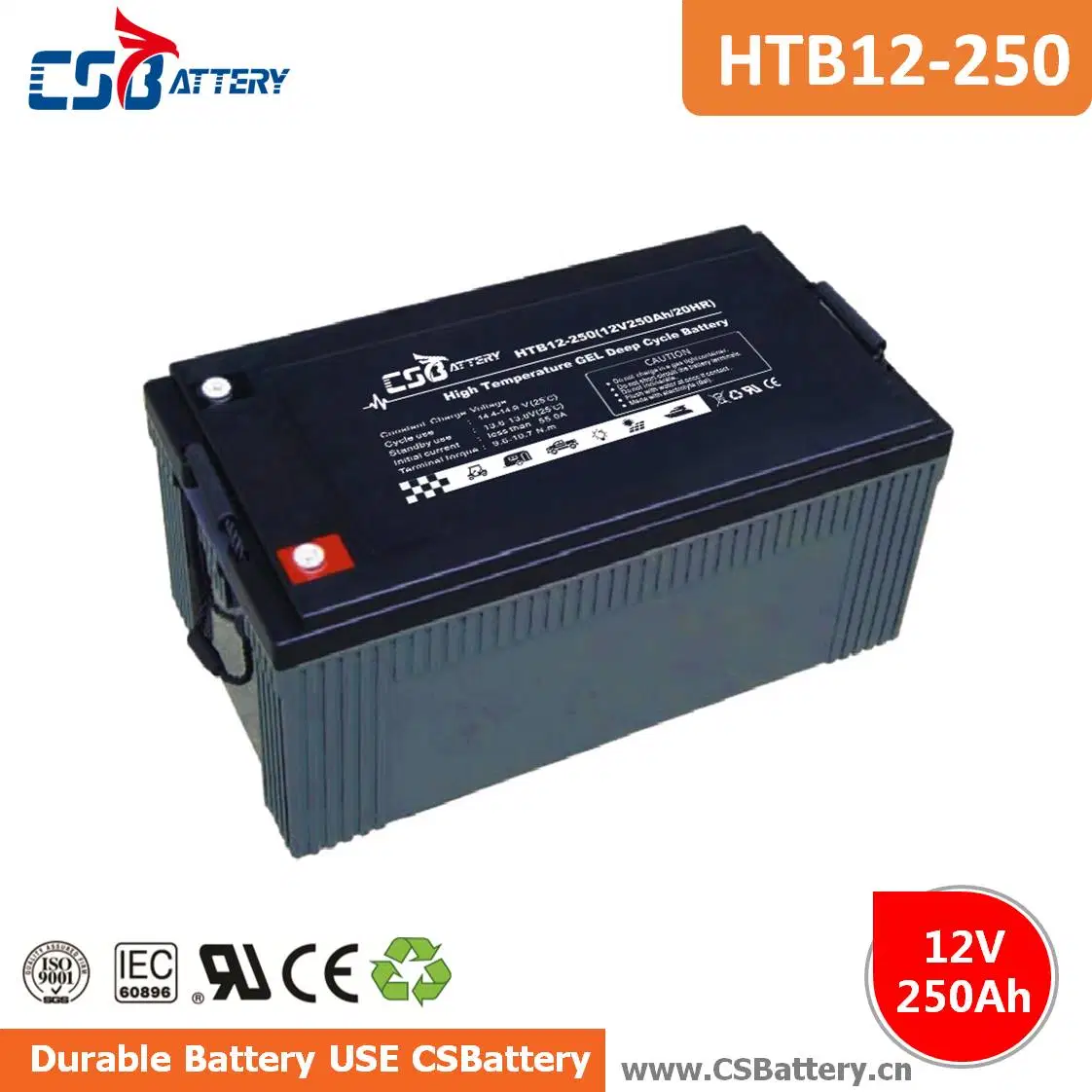 Csbattery 12V100ah Deep Cycle Gel Battery for Marine/Security/Tractor/Motorcycle-Parts/Solar Generator/Amy