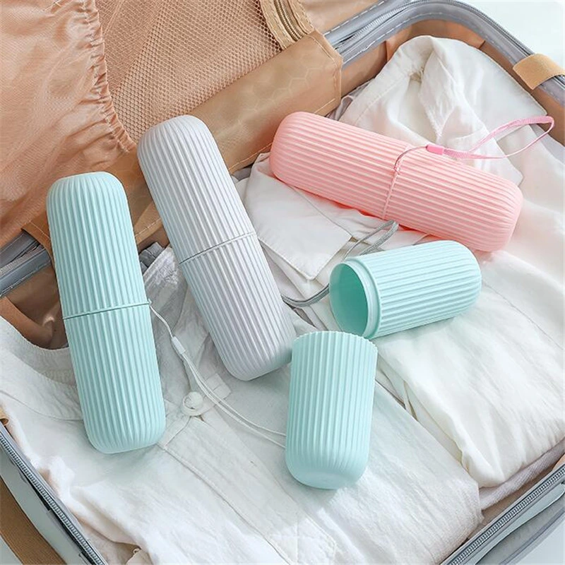 Multi-Functional Jar Gargle Cup Dental Tool Box Storage Striped Toothbrush Travel Portable Set