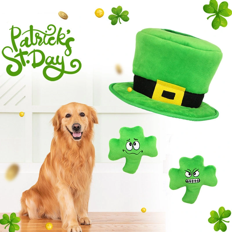 Factory Wholesale/Supplier Pet Toys Plush Hide and Seek Activity St. Patrick&prime; S Day Plush Toys for Dogs Chew Toys