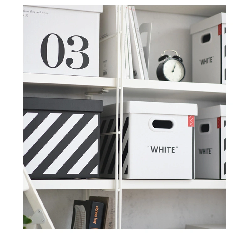 Creative Design Covered Paper Storage Boxes Simple Storage Organizer Stripe Carton Storage