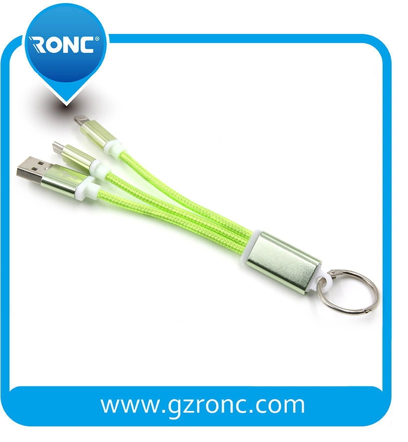 Mobile Phone Accessories Charging Data Micro USB Cable 2 in 1 Key Chain Cable