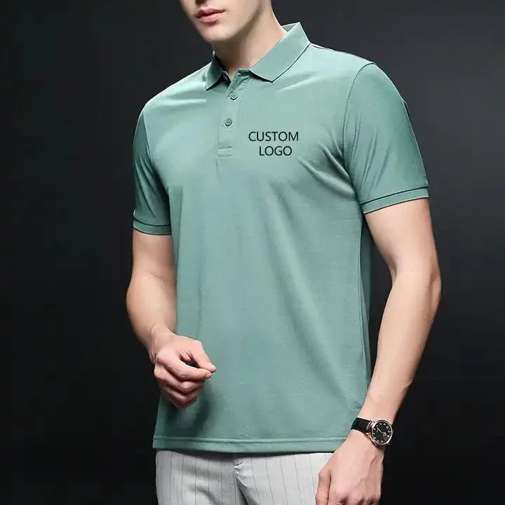 Cheap Wholesale/Supplier Men's 195GSM Ice Silk Fabric Solid Color Short Sleeve Oversized Golf Polo
