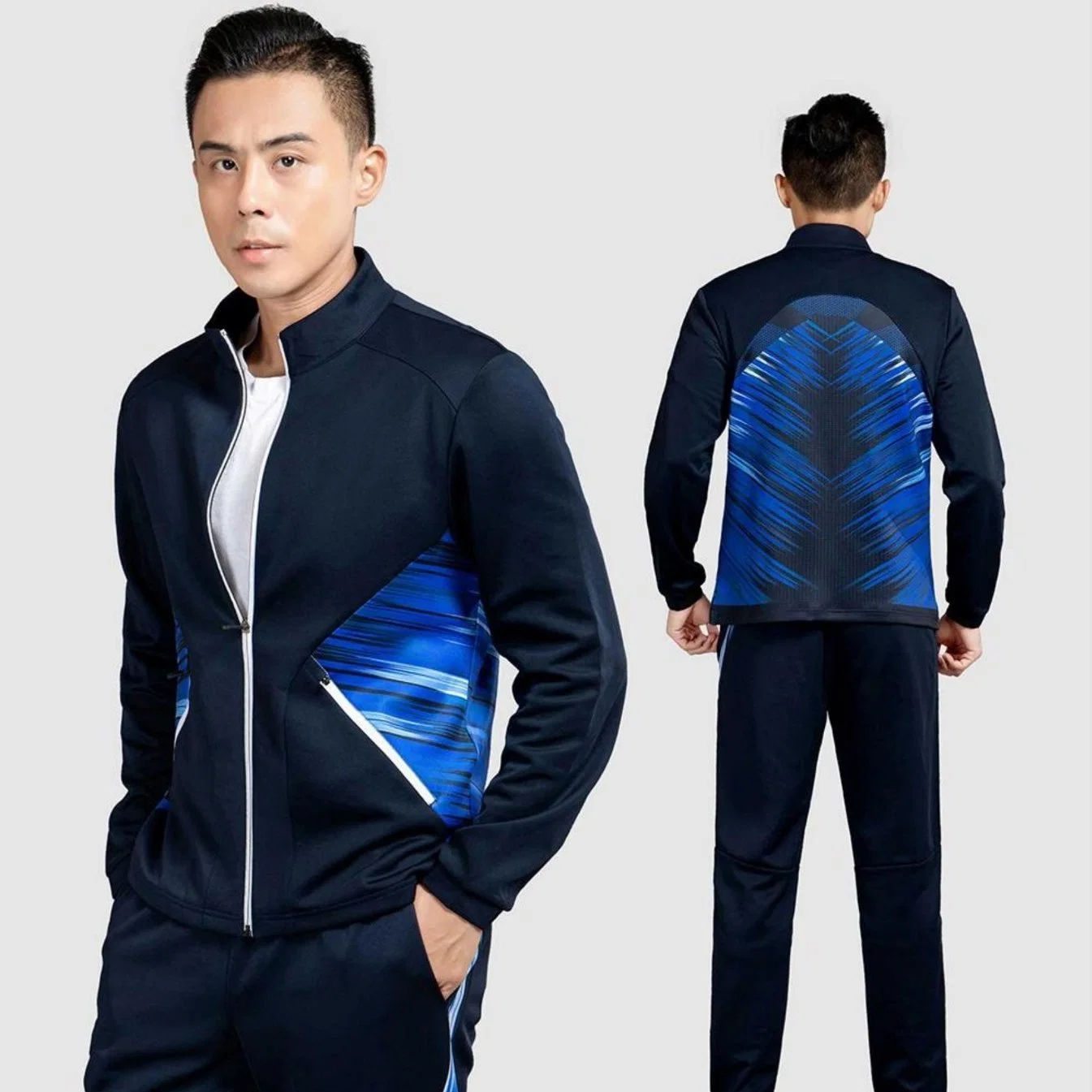 Latest Designed Zip up Contrast Color Women and Men's Sports Jacket