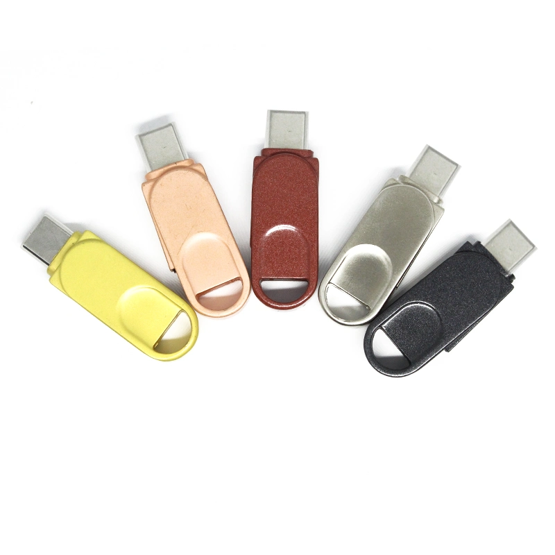 Color Metal Rotating Compact Dual Head USB Disk Mobile Phone and Computer USB Flash Drive Type-C USB Interface