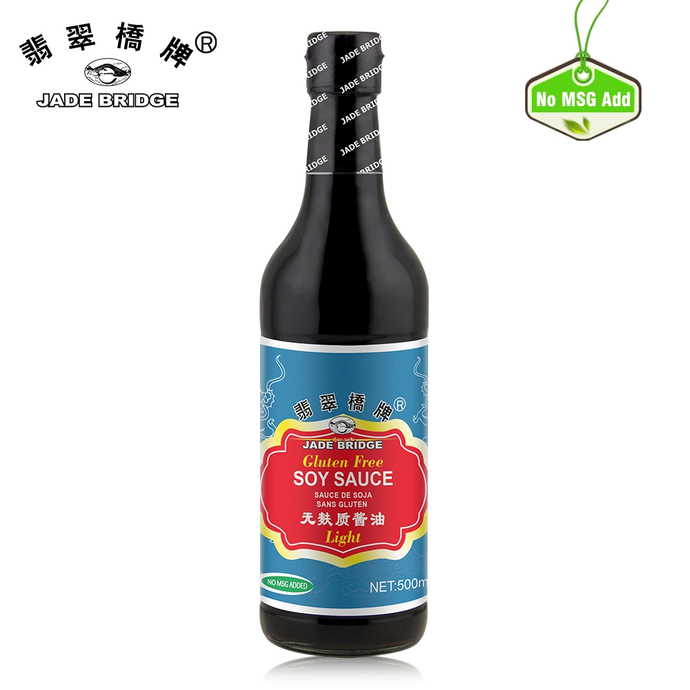 Chinese Manufacturer Glass Bottle Packing Bulk Wholesale/Supplier Jade Bridge 500 Ml Gluten Free Light Soy Sauce