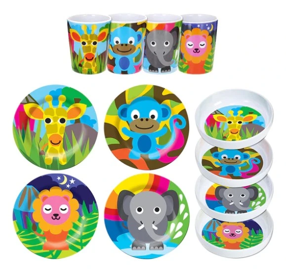 BPA Free Carton Decal Printing Melamine Baby Self-Eating Dinner Sets