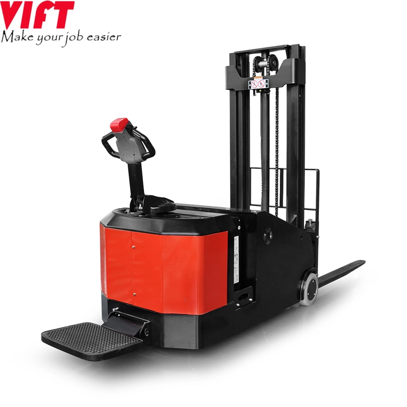 Standing Counterbalanced Hydraulic Pump Stacker 1200 1500 Kg Electric Standing Stacker Forklift