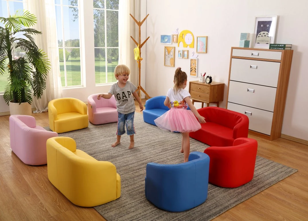 Classic Euro Kids Sofa Set, Comfortable Kindergarten and Preschool Cartoon Sofa, Modern Home Cartoon Sofa, Living Room Sofa, Elementary School Sofa