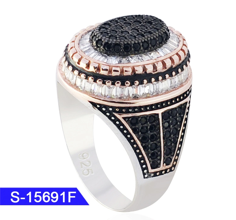 925 Sterling Silver Fashion Jewelry Islamic Micro Pave CZ Stone Ring for Men