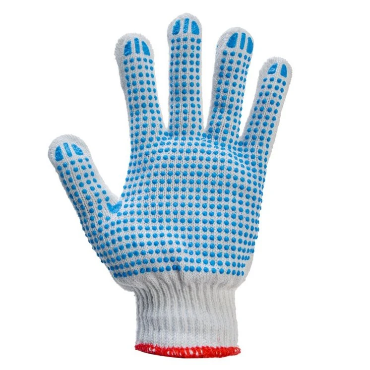 Gloves Factory Cotton Yarn Knitted PVC Dots PVC Dotted Guantes Coated Safety Work Gloves for Working