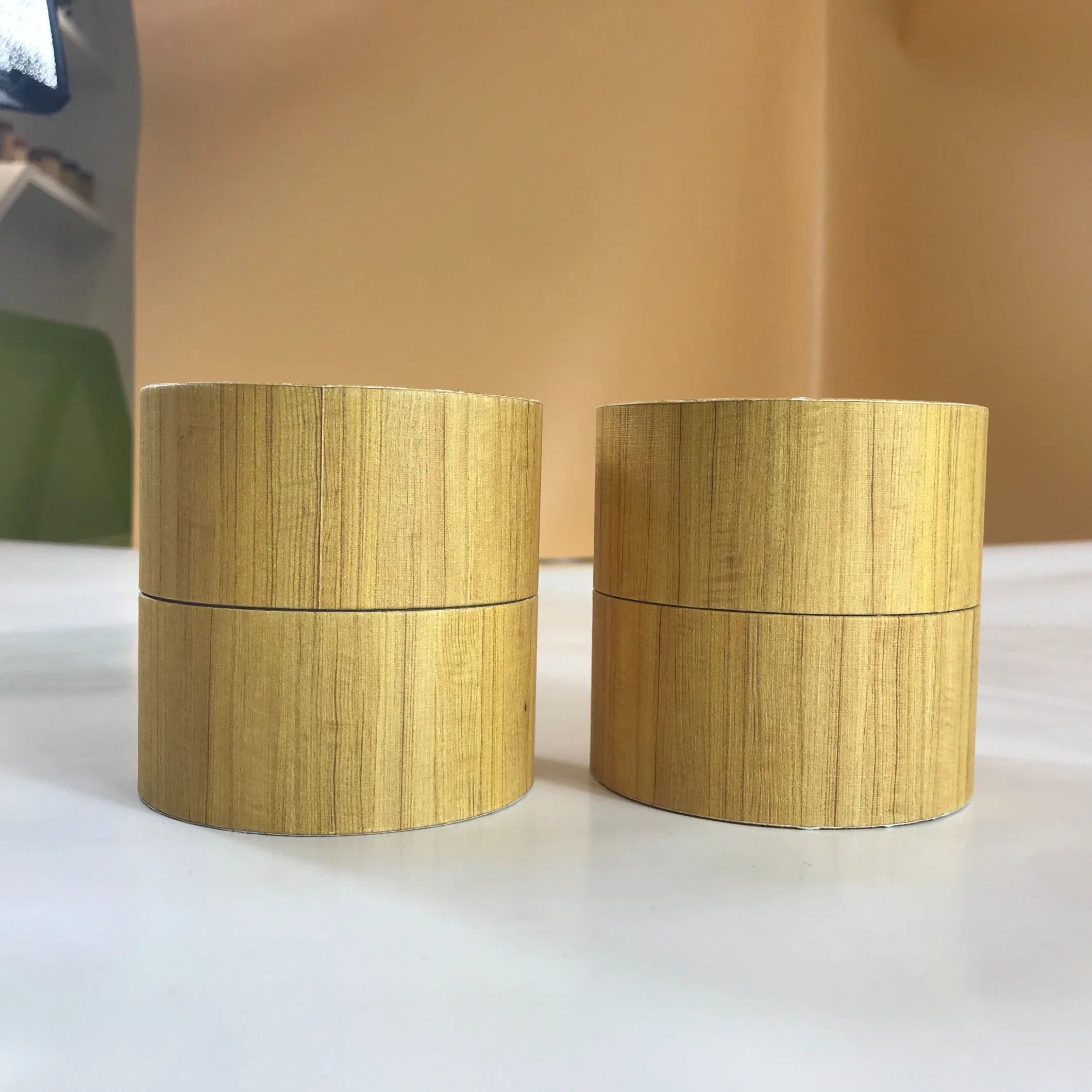 Wood Grain Flat Edge Bath Bomb Round Paper Box Packaging