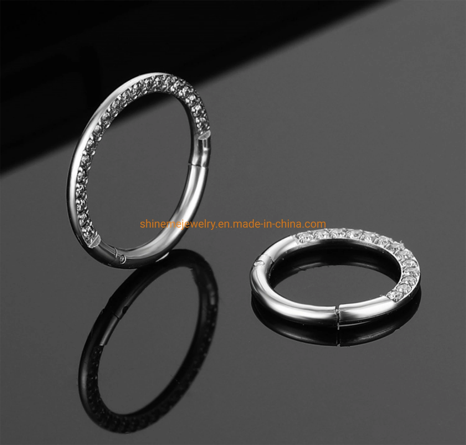 Acero Inoxidable 316L perforado el zircón nariz Ring Anillo cerrado una conexión perfecta nariz aretes anillo anillo segmento multifuncional Sspr077