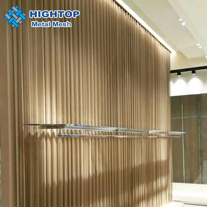 Chain Link Mesh Metal Curtains with Golden Color