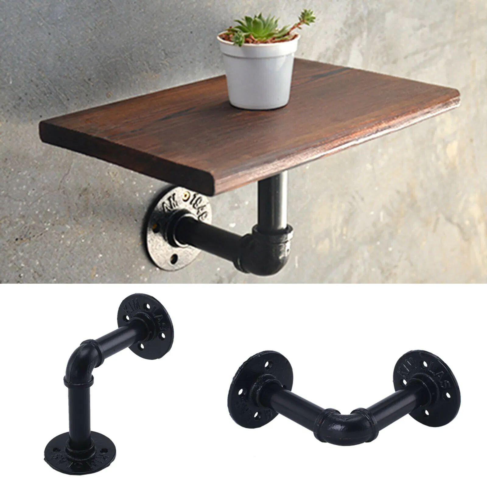 Shelf Brackets - 90 Degree Pipe Hangers for Industrial Style Floating Shelves, Shelf Brackets, Rustic Shelf Bracket for Kitchens, Bathrooms