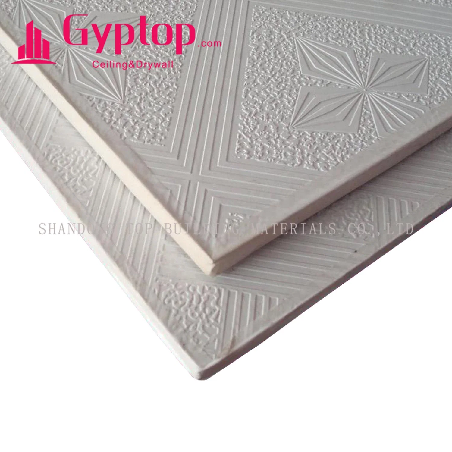 Gyptop Brand 595X595 PVC Laminated Vinyl Coated Gypsum Ceiling Tiles Designs