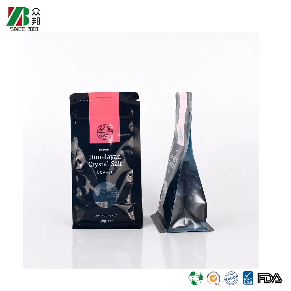 High quality custom food grade natural crystal himalayan salt packaging stand up bag