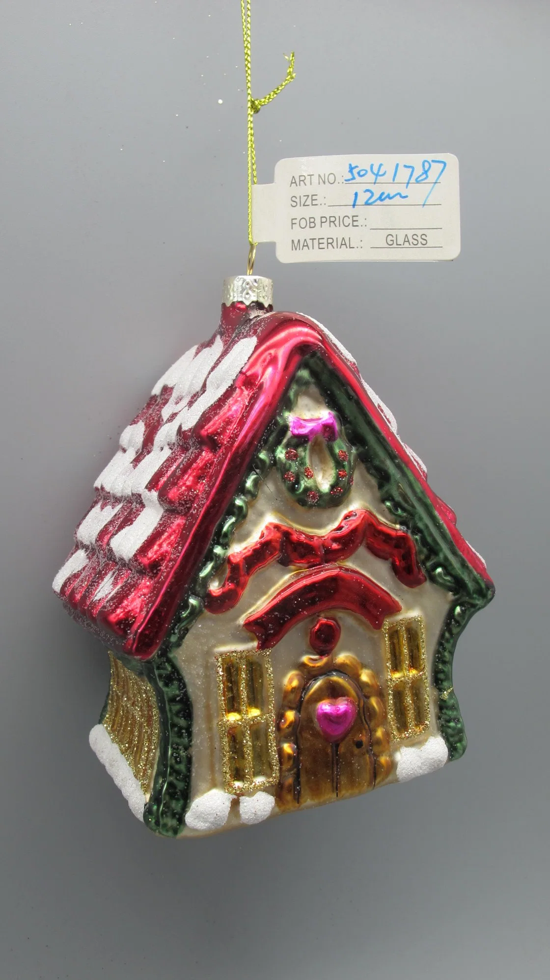 House Shaped Christmas Glass Crafts for Tree Decoration