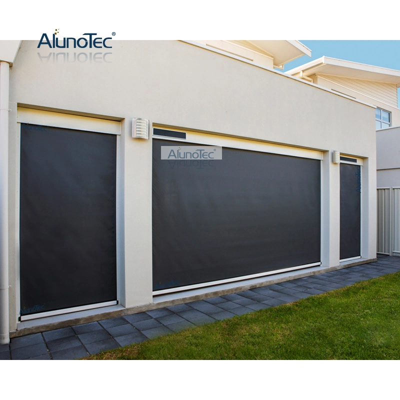 AlunoTec Outdoor Sunshade Electric Durable Window Zip Screen  Roller Blinds Motorized Curtain