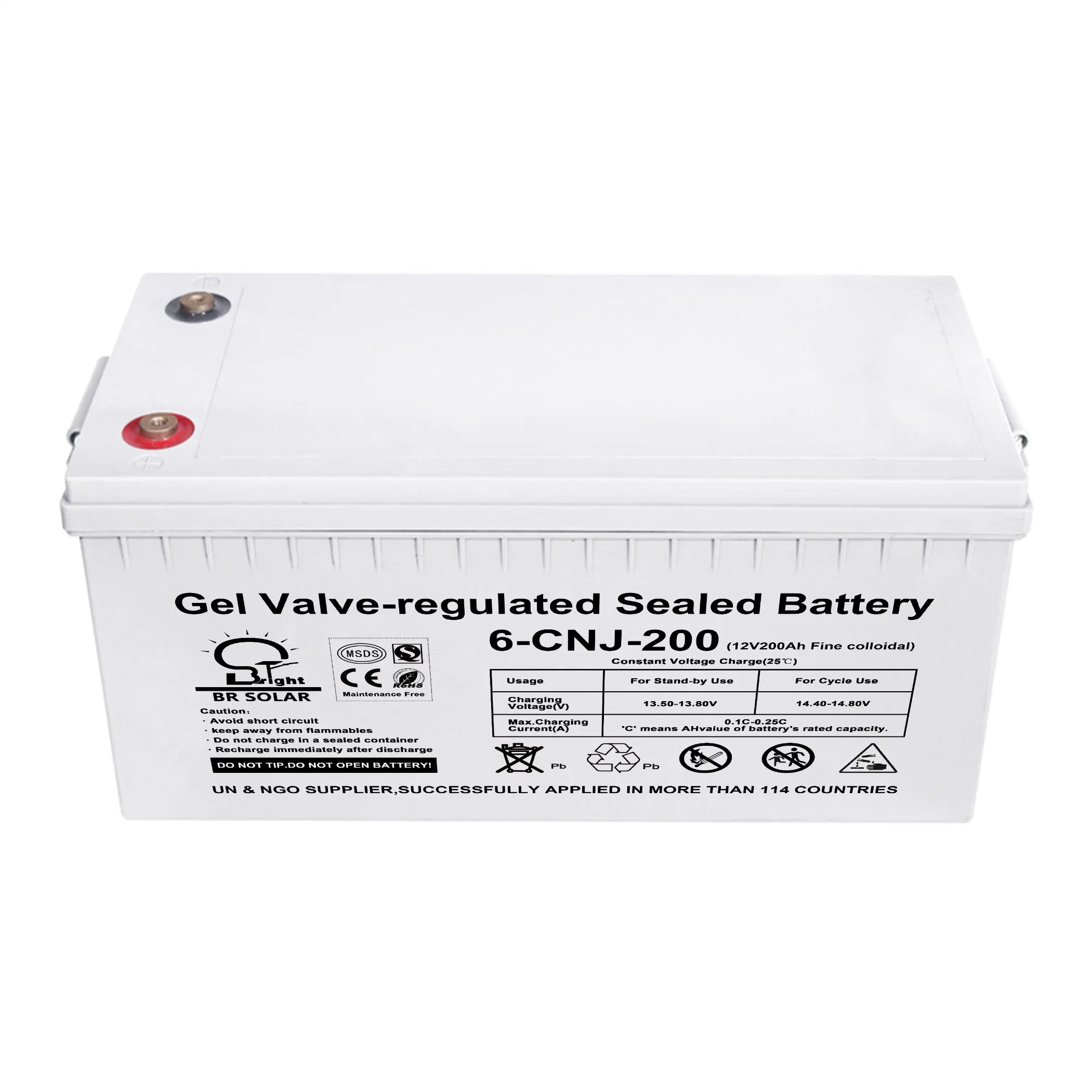 Batterie de stockage au lithium étanche au gel solaire 12 V OEM LiFePO4 Cycle profond