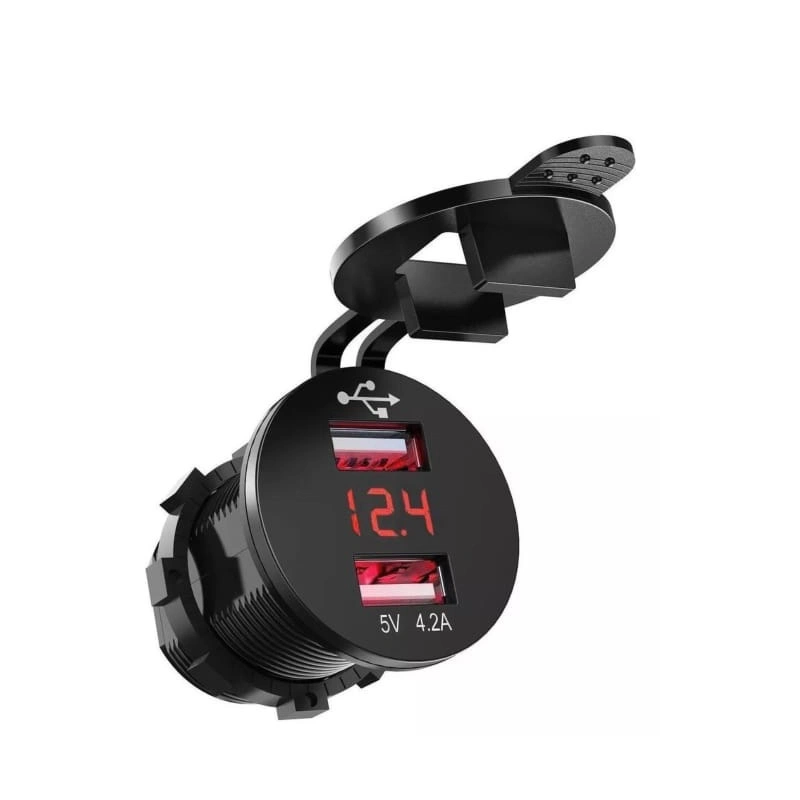 Dual USB Charger Socket Power Outlet with LED Digital Display Voltmeter Waterproof Dual Charging Ports Wbb12146