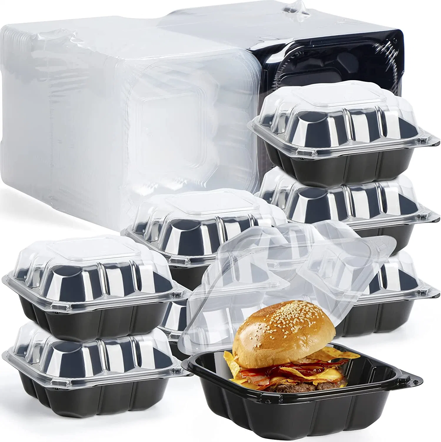 Disposable Food Containers with Lids to Go Containers for Food, Freezer & Microwave Safe