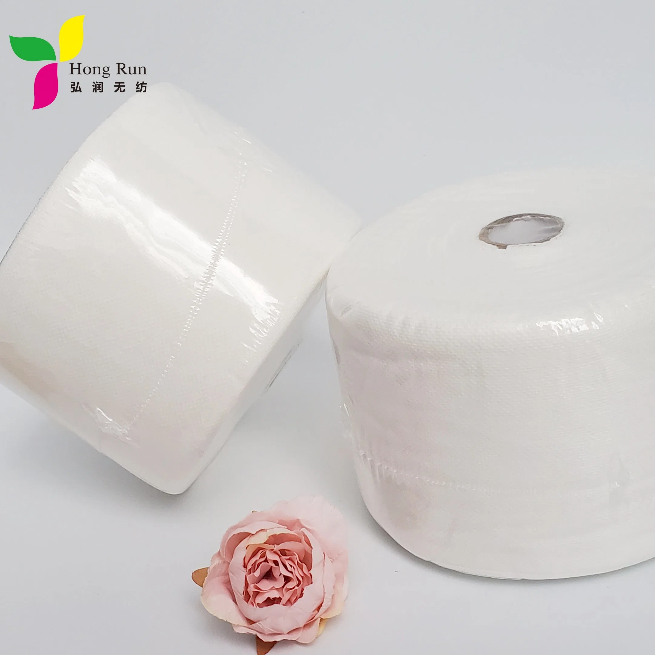 Plain Grain Disposable Nonwoven Cosmetic Use Dry Face Towel Tissue in Rolls