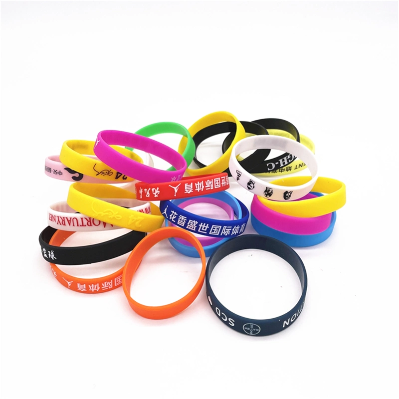 Customized Printed Sport Rubber Silicone Bracelet Embossed Silicon Wristband for Promotional Gift