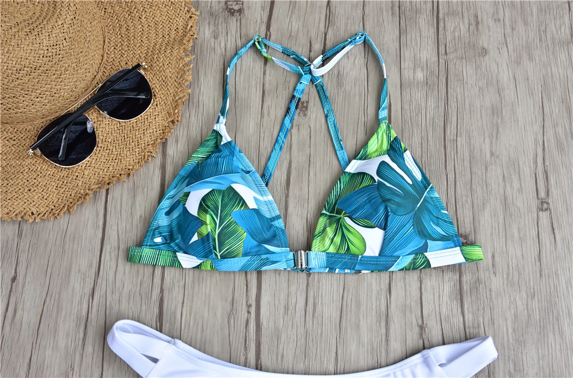 Floral Print Two Piece Swimsuit, V Neck Bathing Suit, Women's Swimwear & Clothing