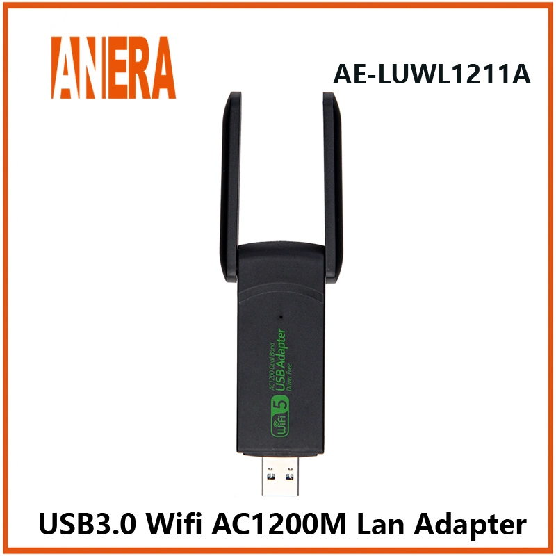 Adaptador WiFi de 5 GHz WiFi5 de 1200 Mbps USB 3.0 Dongle de banda dupla PLACA de rede Wi-Fi 802.11AC de 5 g.