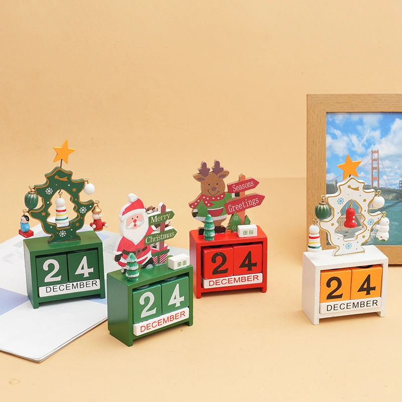 Wholesale/Suppliercute Christmas Elk Snowman Santa Christmas Decorative Wooden Calendar