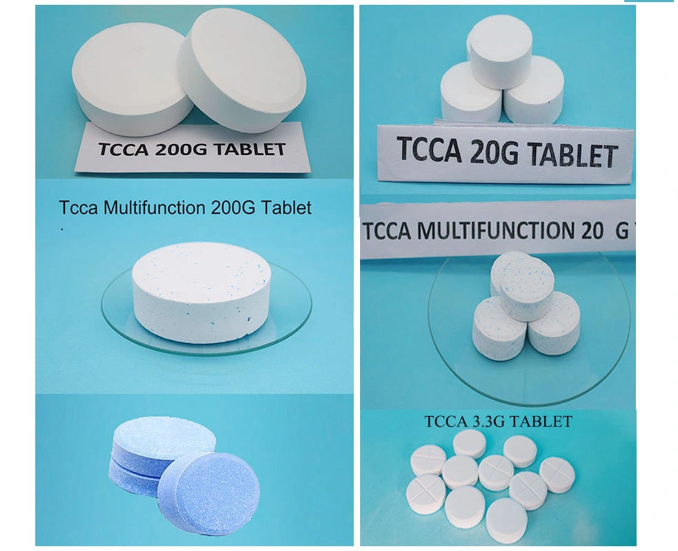 Water Treatment Chemicals TCCA 90% Available Stabilized Chlorine 200g Swimming Pool Chlorine 3 Inch Tablets
