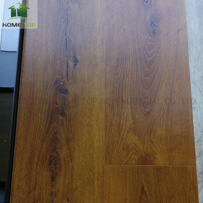 Espessura de 8 mm, pavimento laminado de 12 mm, HDF, grão de madeira de superfície cristalina Anti-Skip resistente à humidade para pavimentos laminados de caixas interiores