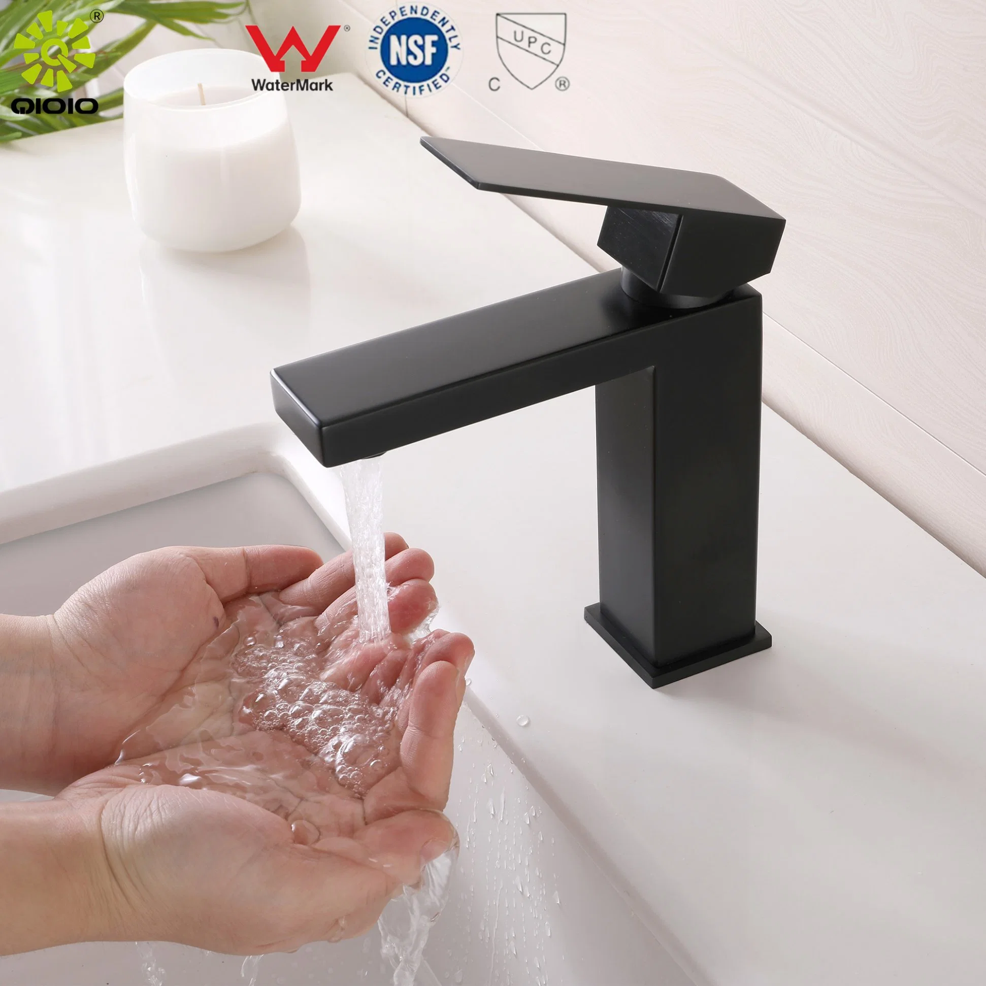 Square Taps Stainless PVD Single Handle Two Functions Mixer Bathroom Basin Faucet