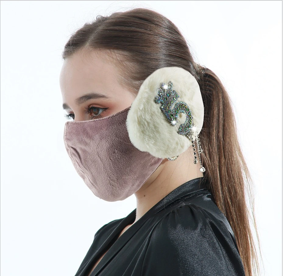 Rhinestone Decorative Winter Cold Insulation Ear Mask Earmuff